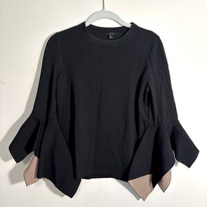 COS Black and Tan Pleated Sleeve Top - Size XS